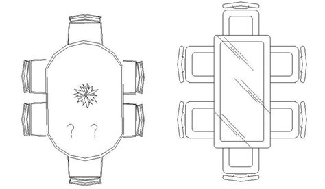Furniture units 2d drawing of Dining table and chair layout autocad ...