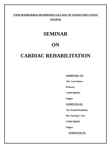 Cardiac rehabilitation | PDF | Physical Therapy | Heart
