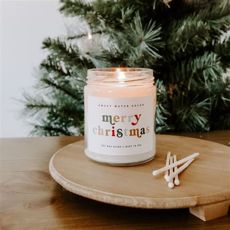 Merry Christmas Soy Candle Christmas Scented Soy Candle Etsy Candles Christmas Scents