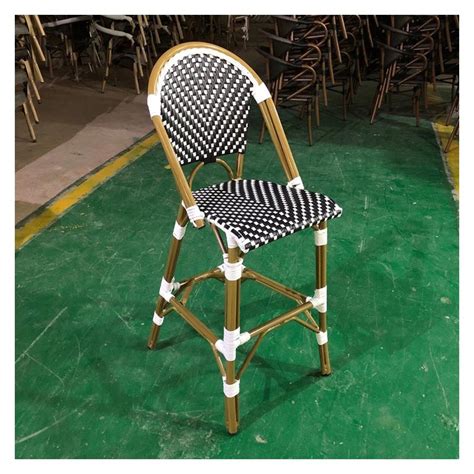 French Style Bar Furniture Outdoor Rattan Aluminum Bar Stool Chair