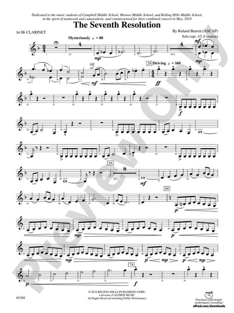 The Seventh Resolution 1st B Flat Clarinet 1st B Flat Clarinet Part Digital Sheet Music Download