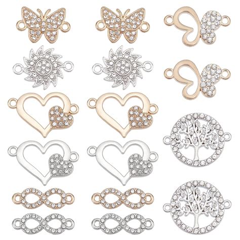 Sunnyclue Box Pcs Styles Heart Link Charms Alloy Connector Charms