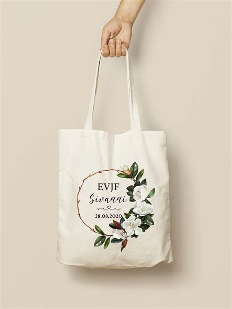 Tote Bag sac en coton personnalisé Couronne de fleurs Etsy