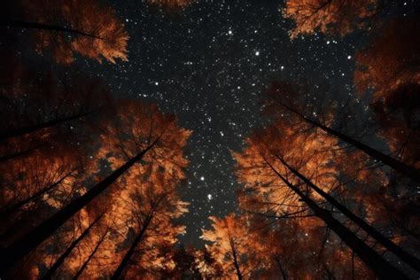 Premium AI Image | a forest in the woods under the autumn night sky