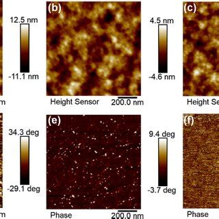 Afm Height And Phase Images Of A D Pure Moo B E Moo Pedot Pss And