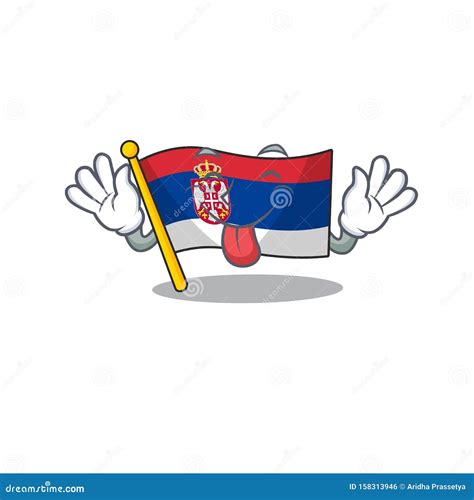 Tongue Out Serbian Flags Stored In Cartoon Drawer Stock Vector