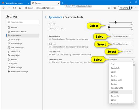 How To Change Font Size And Style In Microsoft Edge Chromium Tutorials