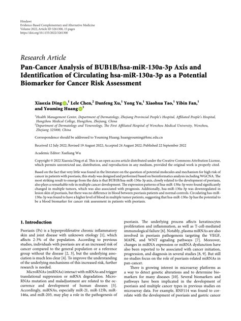 PDF Pan Cancer Analysis Of BUB1B Hsa MiR 130a 3p Axis And