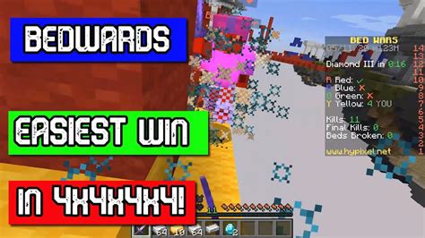 Minecraft Bedwars Easiest Win In 4x4x4x4 Youtube