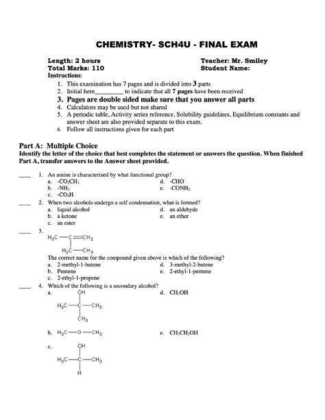 Chemistry Sch4u Final Exam CHEM1023 Studocu