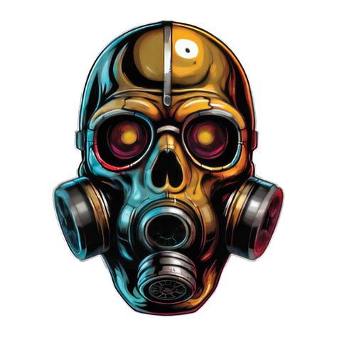 Skull Head Wearing A Gas Mask Illustration 44183161 Png