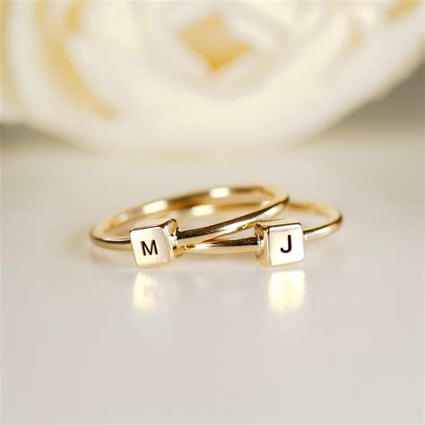 Personalized Initial Ring Gold Letter Ring Custom Ring Etsy