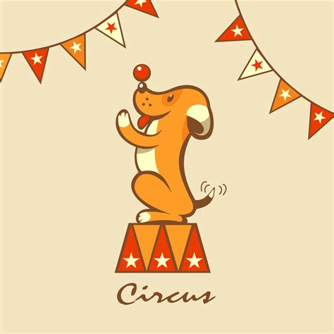 Circus dog. The circus animals. The dog performs tricks. Vector ...