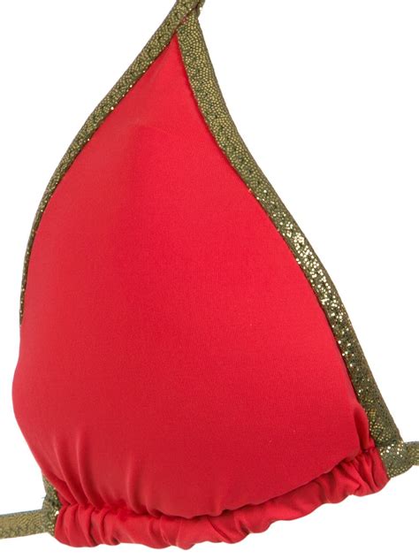 Amir Slama Gold Tone Trimming Bikini Set Red Farfetch