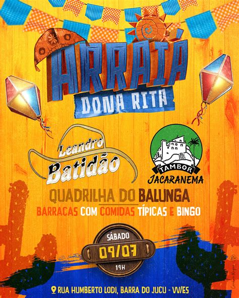 Dia 09 de julho sábado a Barra do Jucu irá festejar o Arraiá da