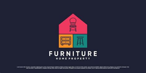 Premium Vector Colorful Furniture Logo Design Template With House