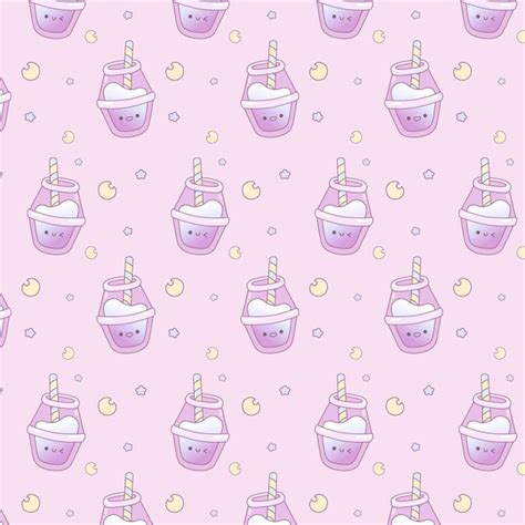 Premium Vector Cute Kawaii Milk Bottles Purple Seamless Pattern