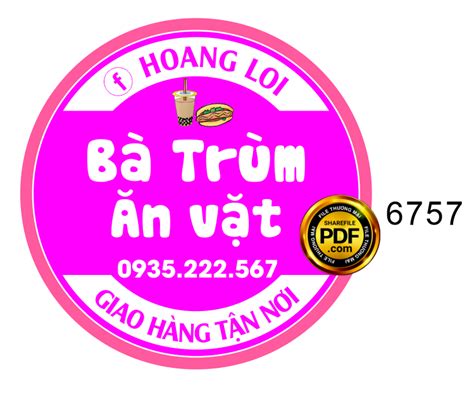 Tem nhãn tròn Bà Trùm Ăn Vặt file corel Download file corel thiết kế