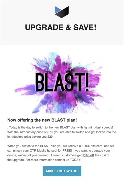 OTR Mobile Announces New BLAST Plan - T-Mobile Based Unlimited; AT&T