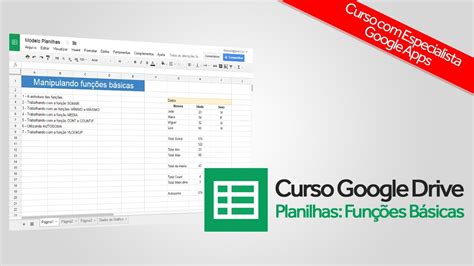 Curso Planilhas Google Drive Funções Básicas YouTube