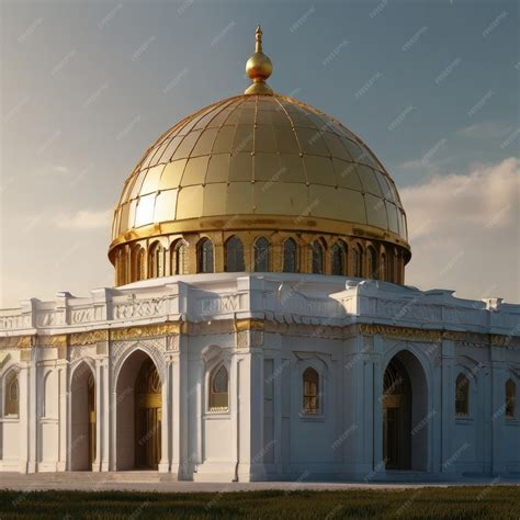 Premium Photo A White And Gold Building With A Gold Dome A Digital