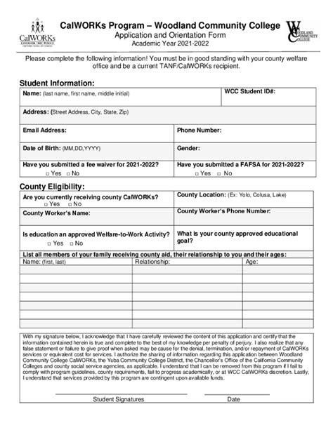 Fillable Online Wcc Yccd Fillable Application And Orientation Form