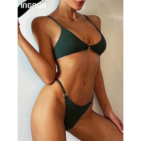 Jual Preorder Ingaga Sexy Micro Bikini Ribbed Womens Swimsuit