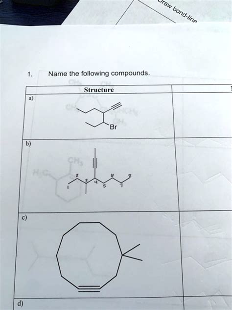 Solved Name The Following Compounds Structure Draw Bond Line