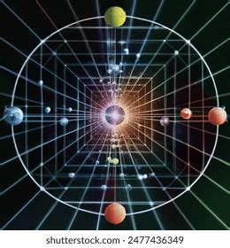 quantum superposition visualize  particle  ai generated image