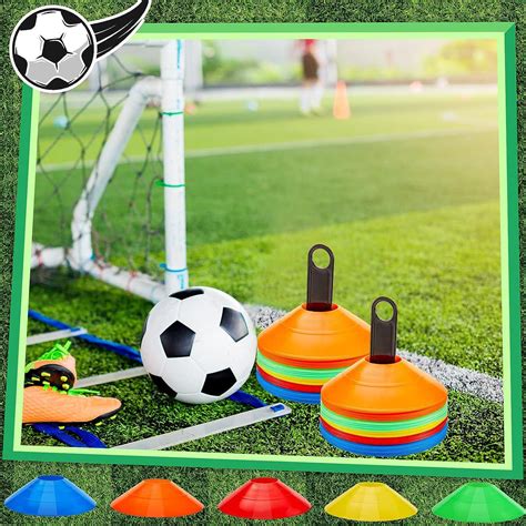 100 Soccer Agility Disc Cones Set with Holder - Multicolor Training ...