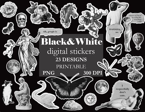 Dark Academia Printable Stickers PNG Sarcastic Sticker Set Goodnote ...