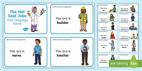 Hot Seat Jobs Oral Language Role Play Challenge Cards