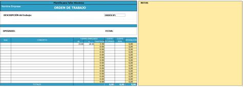 Plantilla Excel Taller Mec Nico Gratis