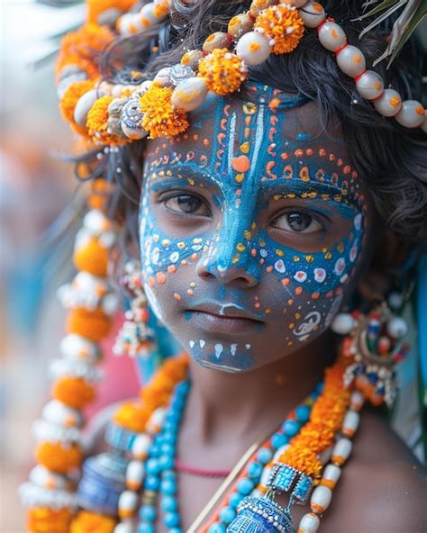 Premium Photo Children With Painted Faces Depicting Wallpaper