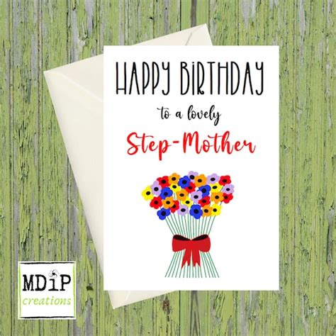 Step Mother Birthday Card Birthday Card For Step Mother Etsy