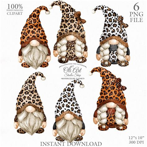 Leopard Gnome Hand Painted Clipart Cute Characters Hand D Inspire