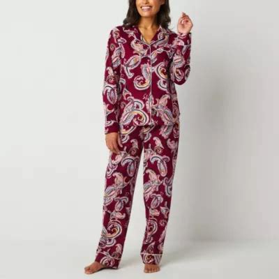 Liz Claiborne Womens V Neck Long Sleeve 4 Pc Pant Pajama Set JCPenney