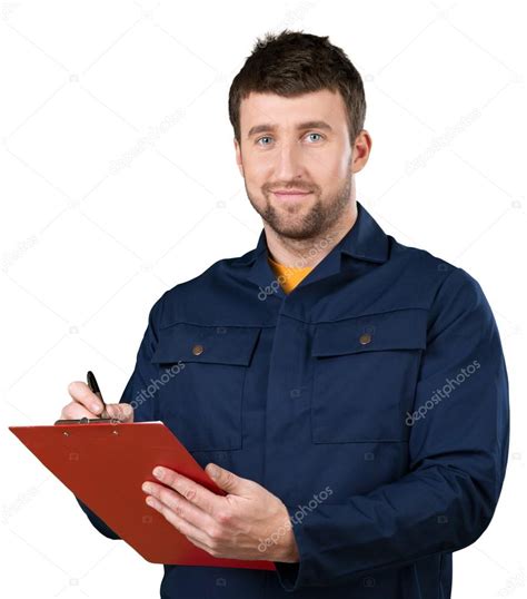 Delivery Man With Clipboard Stock Photo Billiondigital