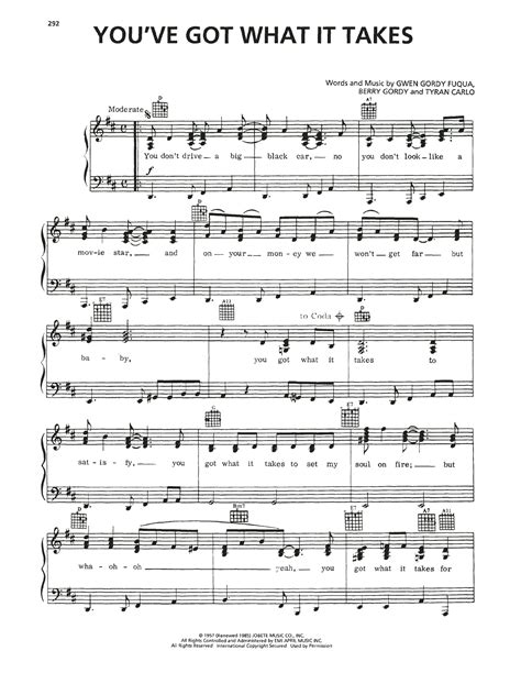 Youve Got What It Takes By Marv Johnson Sheet Music For Piano Vocal And Guitar Chords Right