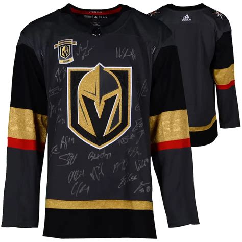 vegas golden knights team signed grey jersey   fleury neal