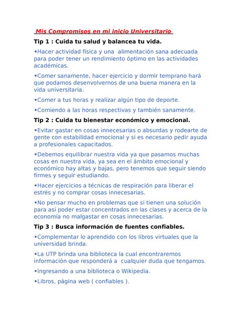 Ivu Actividad Mis Compromisos En Mi Inicio Universitario Tip