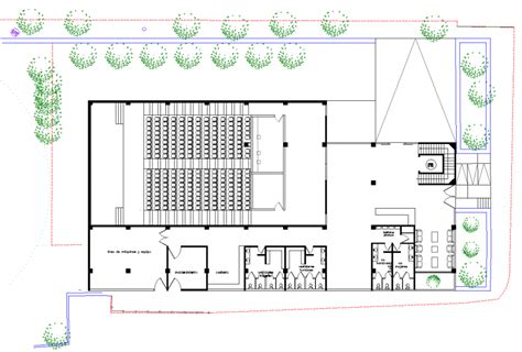 Seminar hall detail working plan in dwg file. - Cadbull