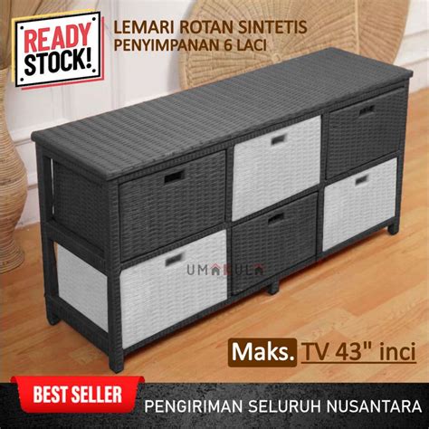 Jual Lemari Rak Rotan Sintetis Laci Buffet Bufet Meja Tv Inci