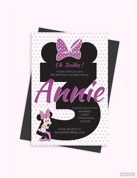 Minnie Mouse Birthday Invitation Template in Photoshop, Illustrator ...