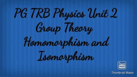 Pg Trb Physics Unit 2 Group Theory Youtube