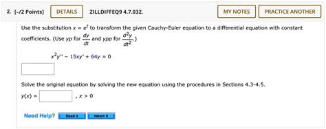 VIDEO Solution DETAILS ZILL DIFF EQ 9 4 7 032 MY NOTES PRACTICE