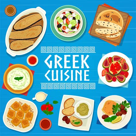 Greek Cuisine Menu Cover Page Template Template 12484356 Vector Art At