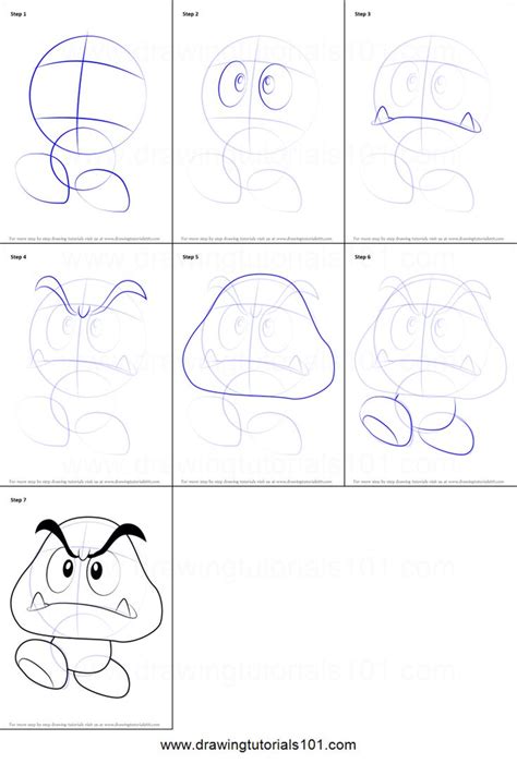 How To Draw Goomba From Super Mario Printable Drawing Sheet By