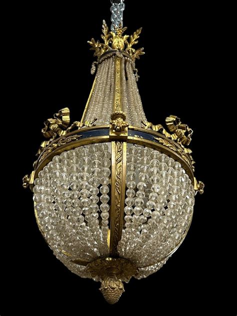 Proantic Lustre Montgolfi Re En Bronze Dor De Style Louis Xvi D