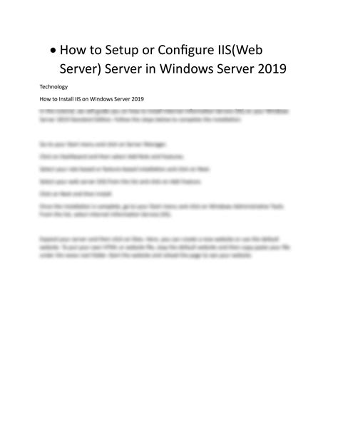 Solution How To Setup Or Configure Iis Web Server Server In Windows